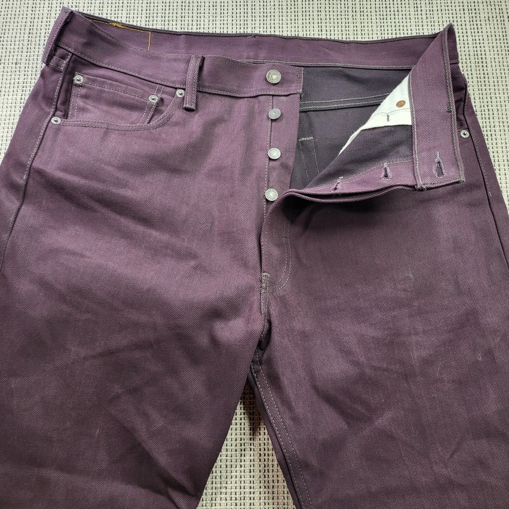 Levi Jeans Mens 36x34 Purple 501 Original Fit Button Fly Straight Leg Denim